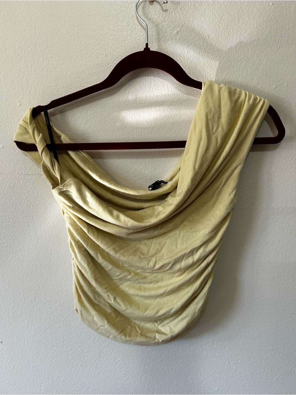 Forever 21 Light Yellow Draped One-Shoulder Top